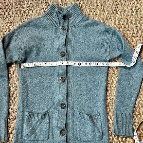Royal Robbins Cardigan Mock Neck Button Front Pockets Robins Egg Blue Preppy Sm - Picture 6 of 8